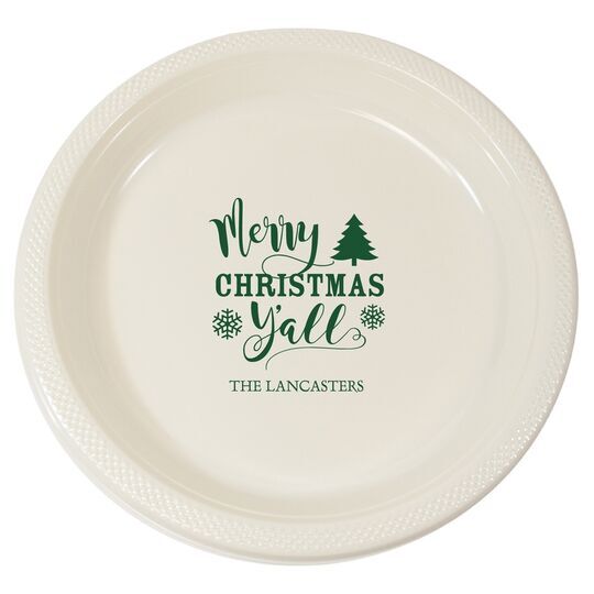 Merry Christmas Y'all Plastic Plates